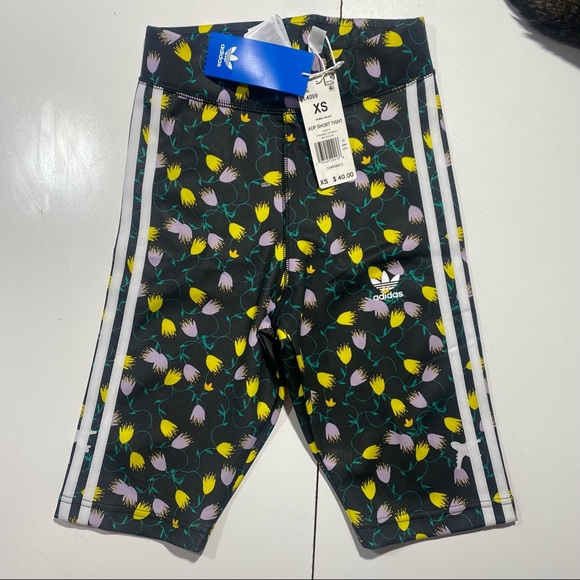 Adidas Originals AOP Multi Colored Floral Cycling Woman’s Shorts Tights NWT XS - Picture 6 of 15